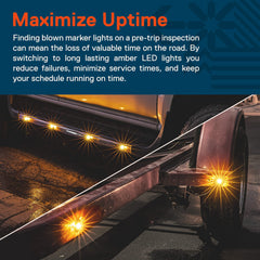 ONLINE LED STORE TRUE MODS amber marker light lens close-up shows durable, clear optics