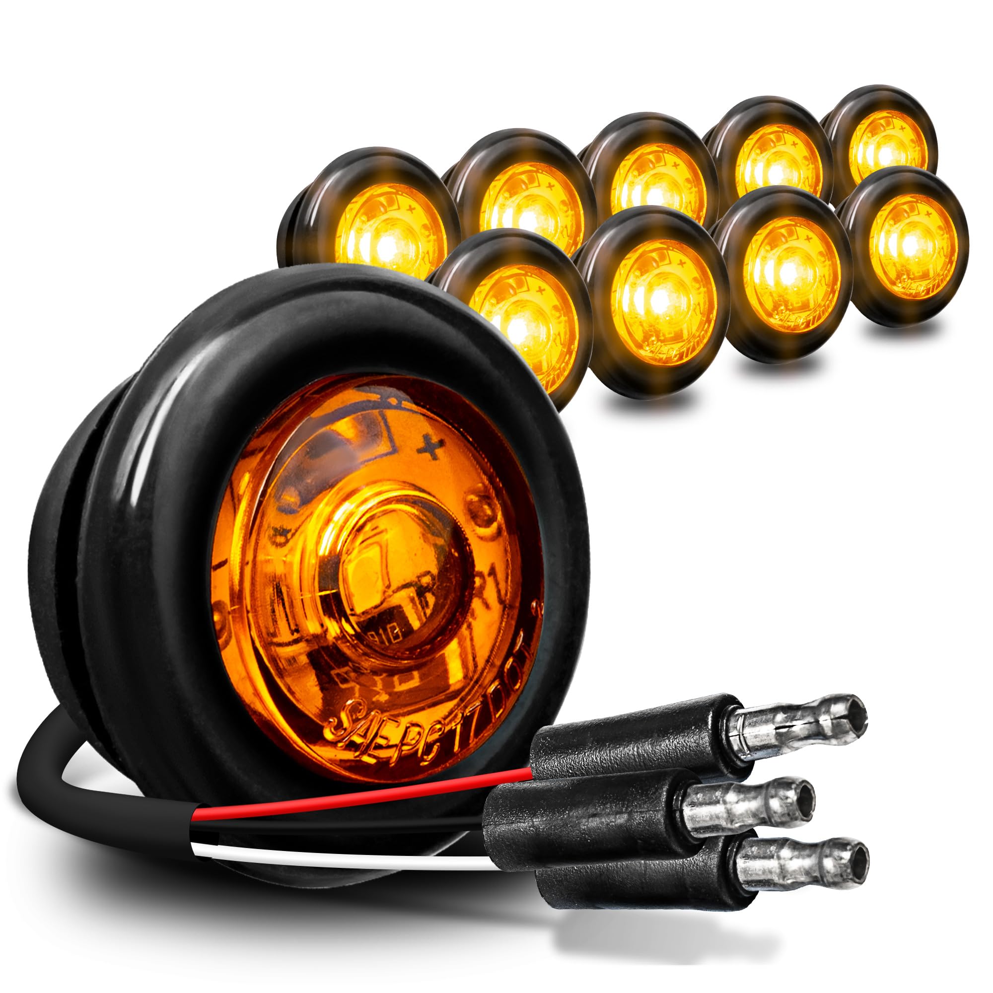 ONLINE LED STORE True Mods amber marker light, round, 180-degree visibility for trailers.