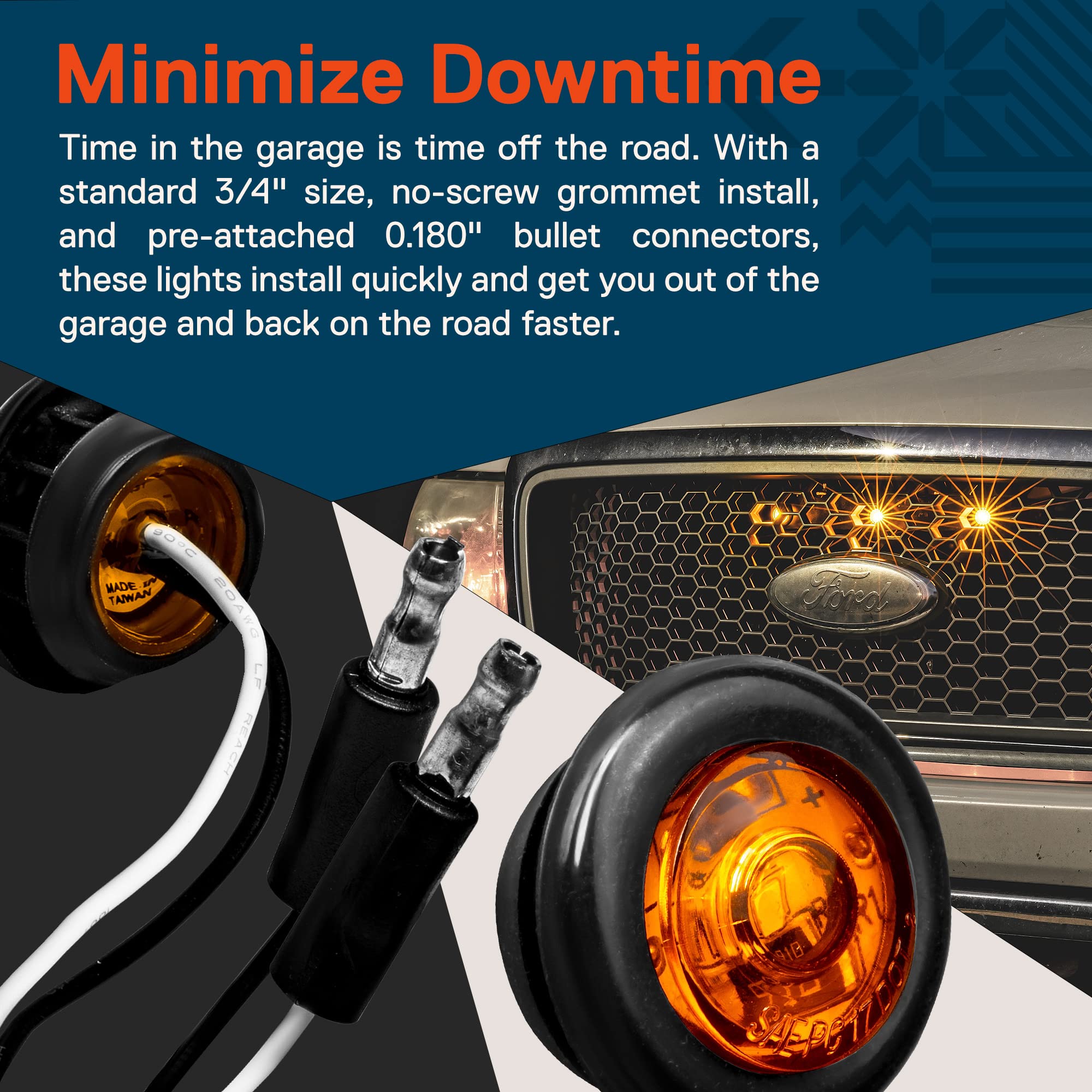 ONLINE LED STORE TRUE MODS amber marker light side view enhances side signaling