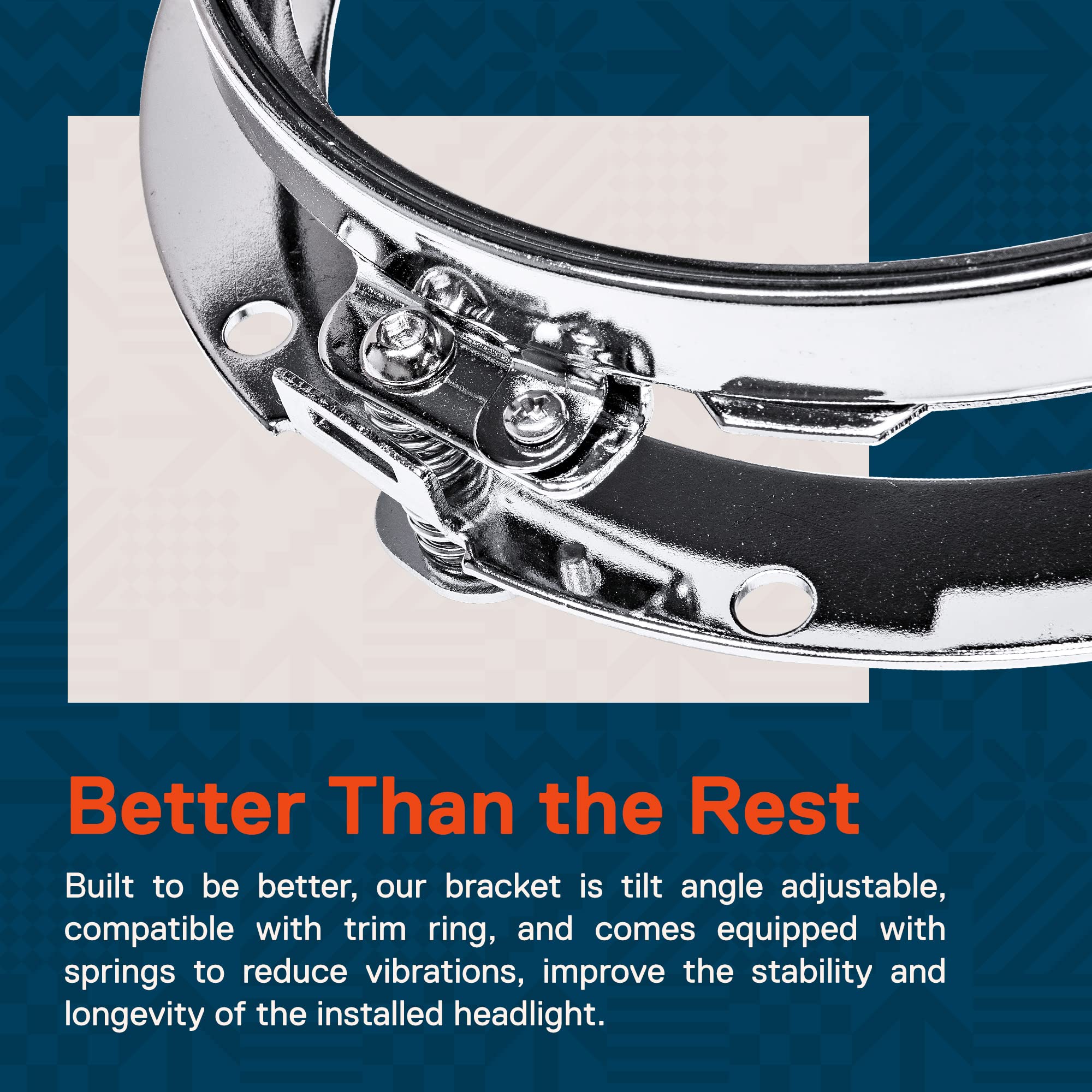 ONLINE LED STORE True Mods Chrome 7-inch headlight ring bracket with vibration-damping springs.