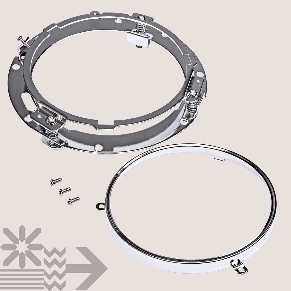 ONLINE LED STORE True Mods Chrome 7-inch headlight ring bracket, durable for long rides.