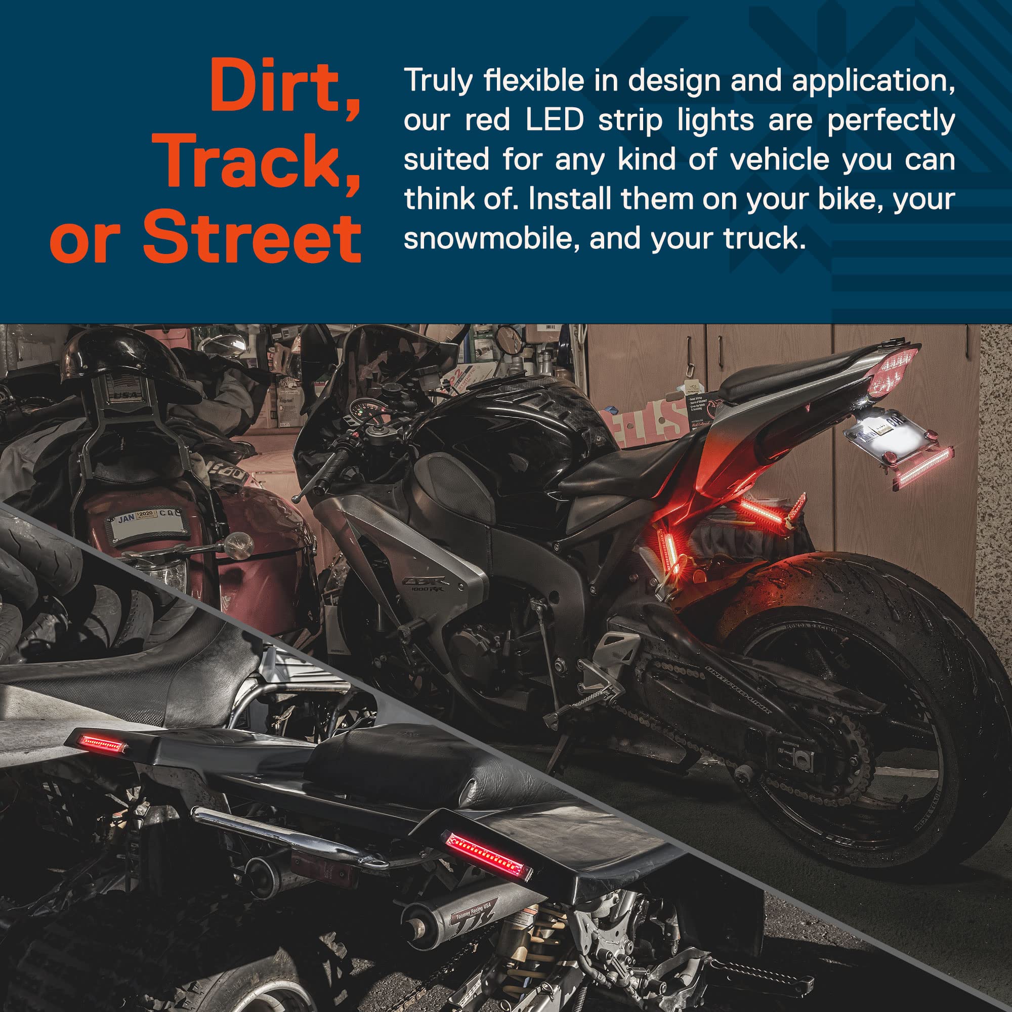 ONLINE LED STORE True Mods flexible application for dirt bike and ATV.