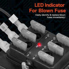 Online LED Store True Mods fuse box LED indicator activated to signal a blown fuse