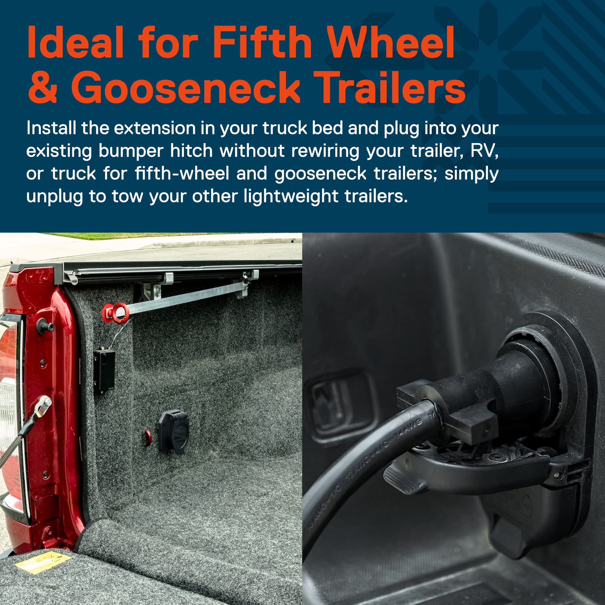 ONLINE LED STORE True Mods gooseneck hitch extender enables plug-n-play trailer connections.