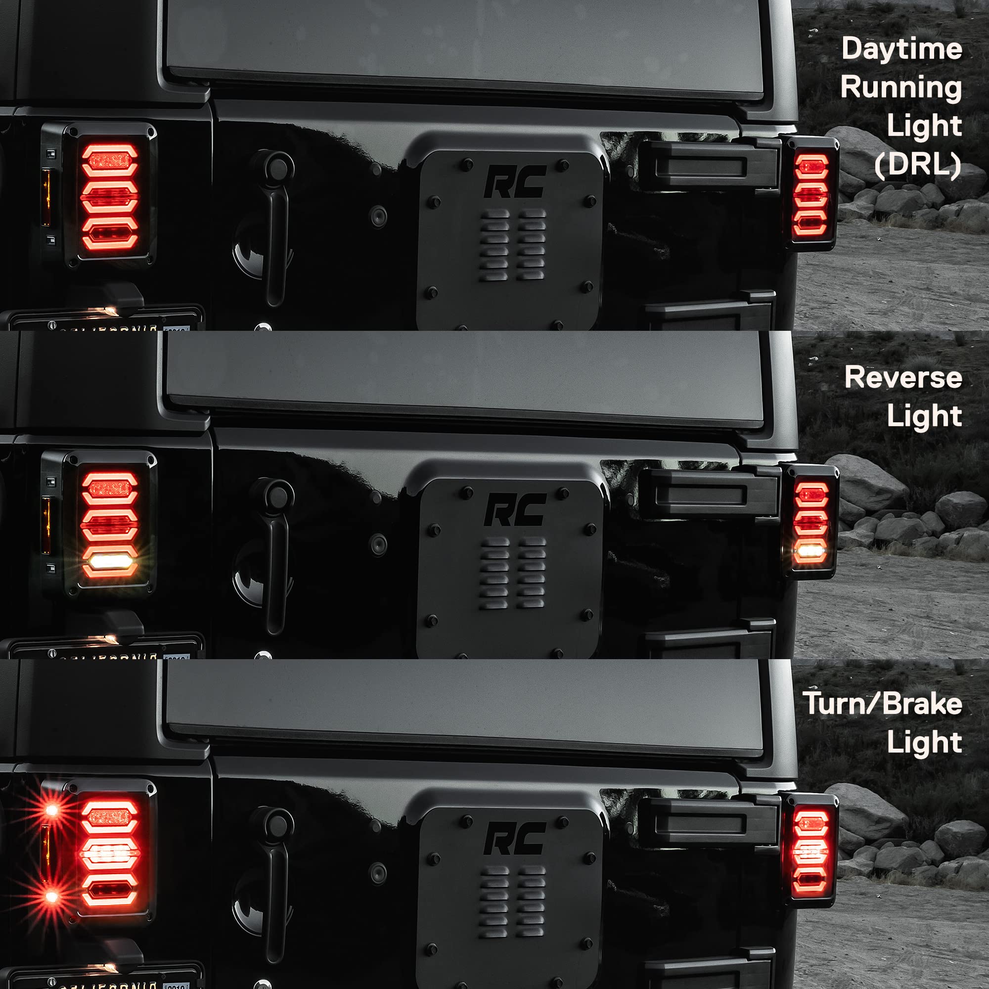 ONLINE LED STORE True Mods Wrangler JK/JKU compatibility rear light with hexagon design.