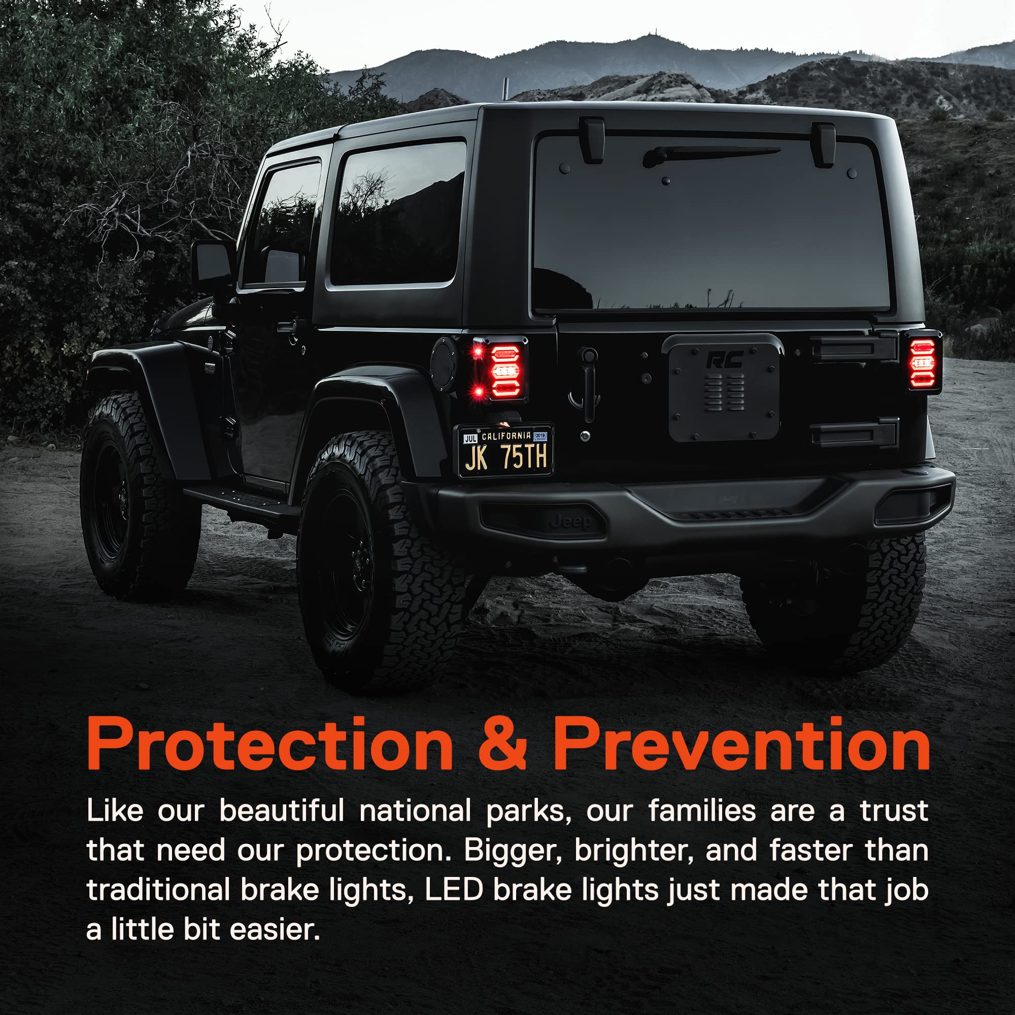 ONLINE LED STORE True Mods smoked lens rear tail light for rugged Wrangler JK.
