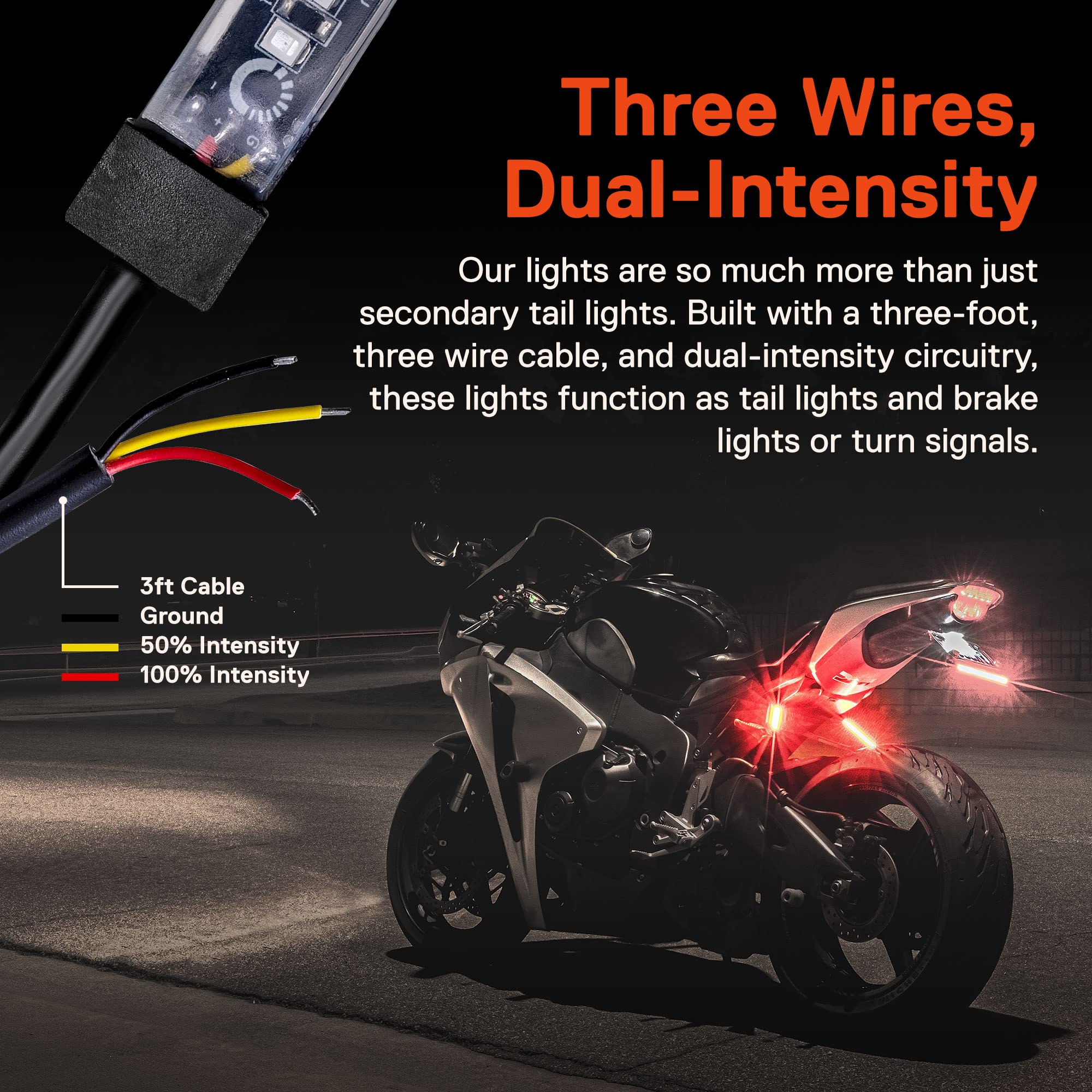 ONLINE LED STORE True Mods strip braking function detail for high visibility.