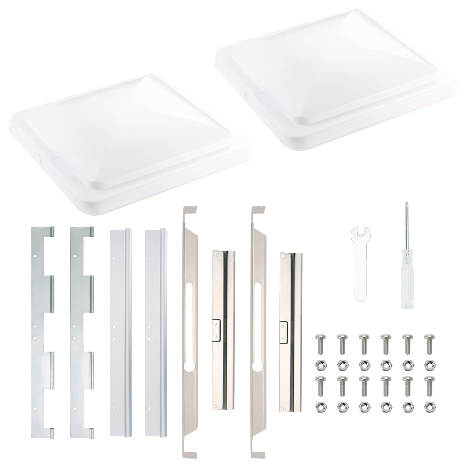 ONLTCO Expert RV vent lid 2-pack packaging shows weather-resistant white covers.