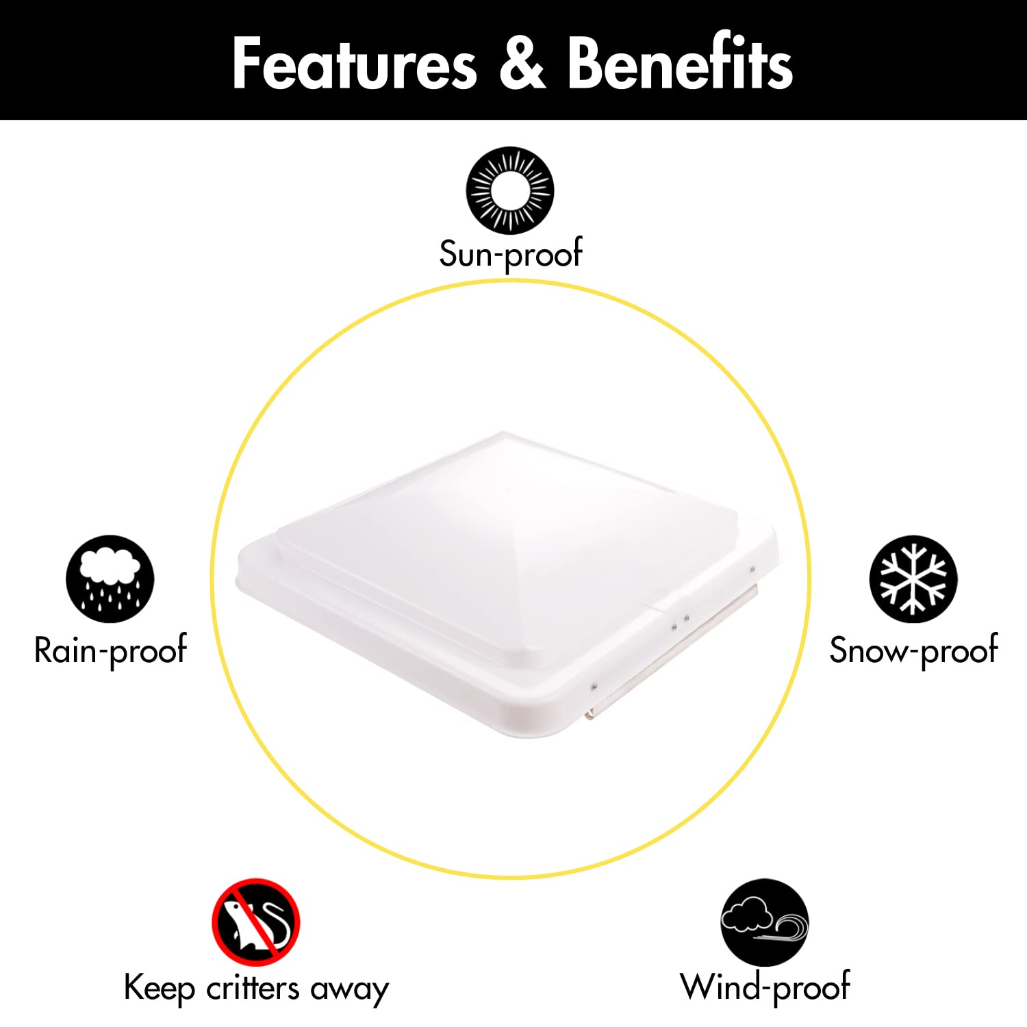 ONLTCO vent lid white cover with included screws and tools.