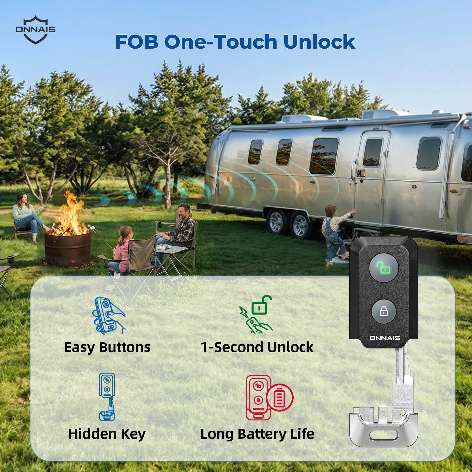 ONNAIS mechanical key backup provides peace of mind during emergencies.