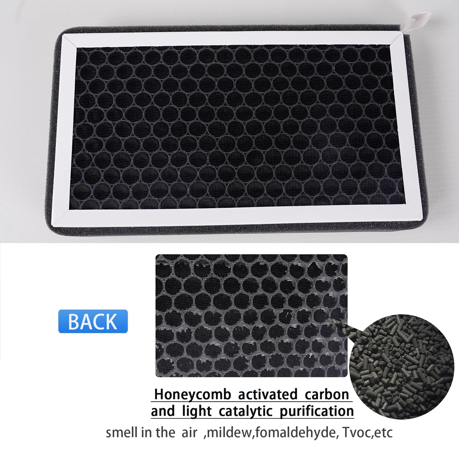 ONSOKU ModelY Model3 close up shows activated carbon layer for odor control.