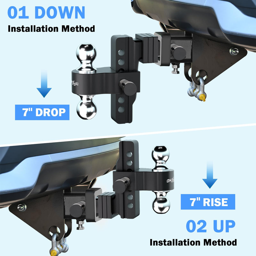 Onsski heavy-duty aluminum hitch rated for up to 12,500 lbs GTW.