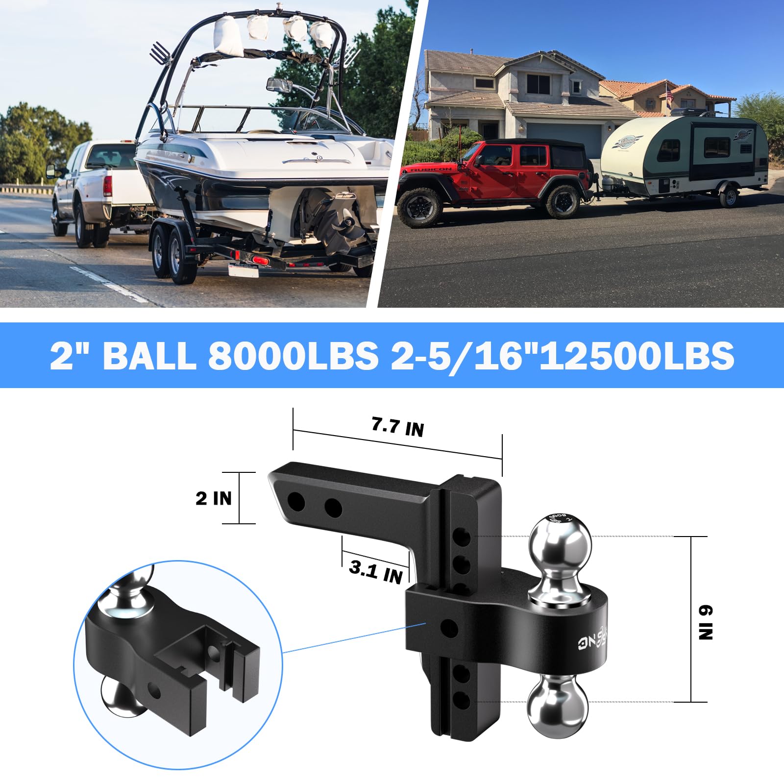 Onsski stainless steel hitch locks protect against theft.