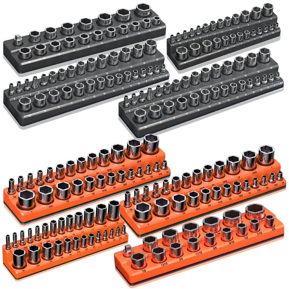Onsski magnetic socket organizer base securely holds sockets during transport.