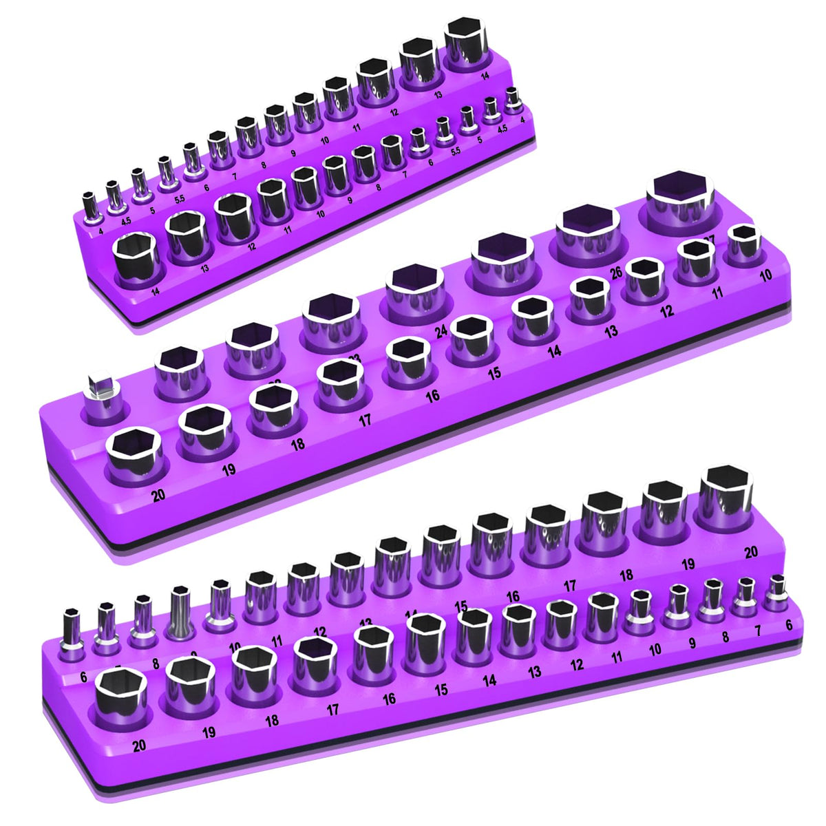 Onsski magnetic socket organizer base keeps sockets secure and within reach.