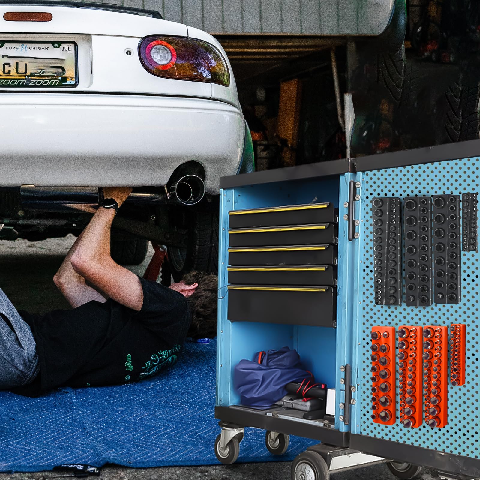 Onsski complete setup helps organize tool boxes and garages efficiently.