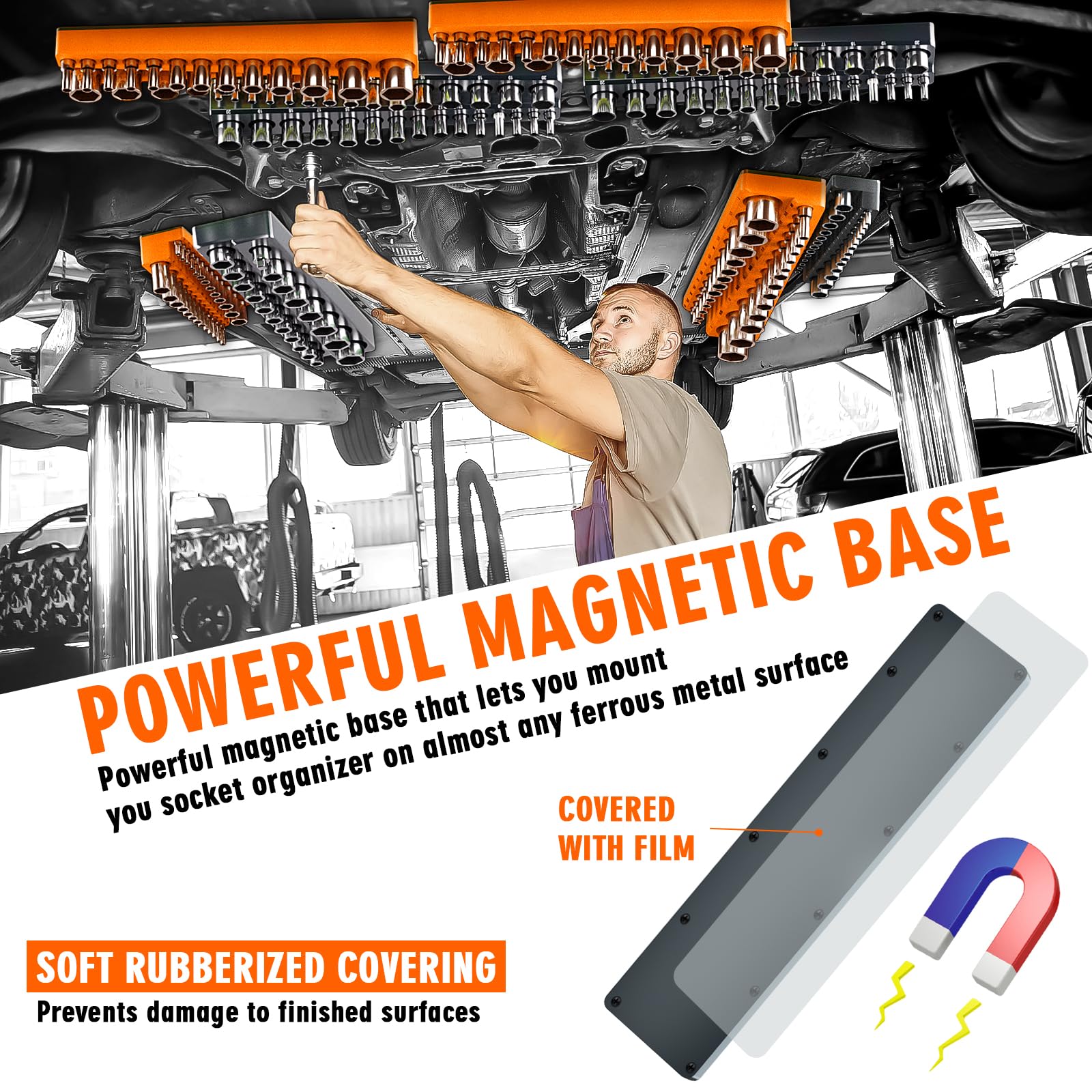 Onsski three-eighths-inch drive tray fits mid-size sockets for busy workshops.
