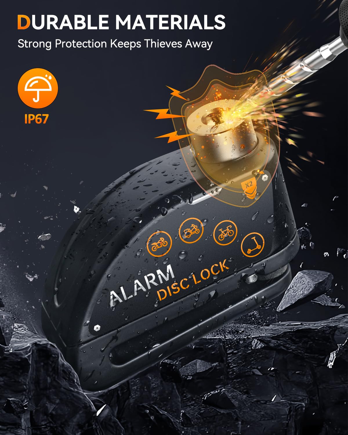 IP67 waterproof Onvian lock endures rain and spray