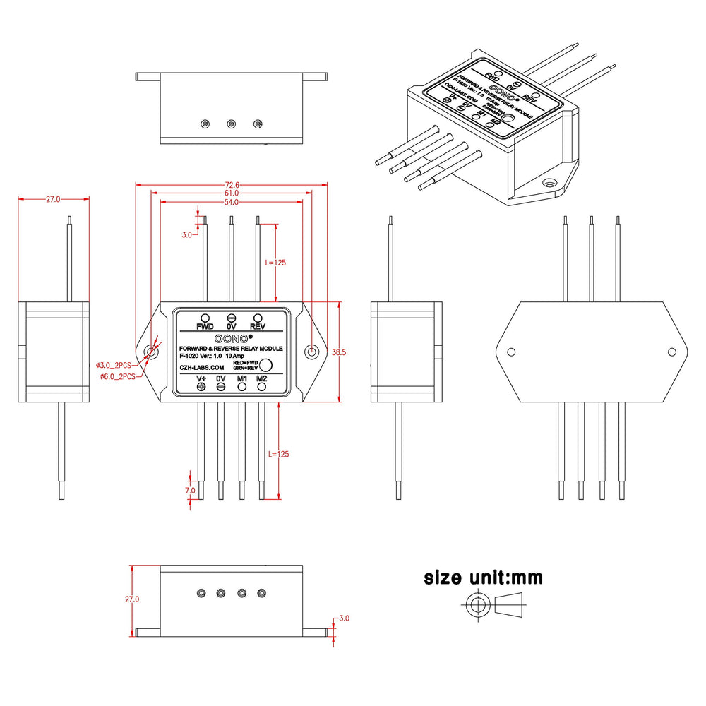 OONO module integrated into a small motor or actuator application setup.