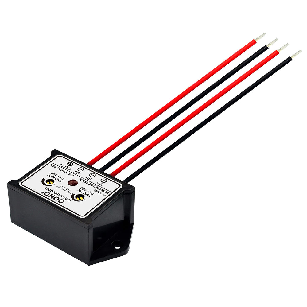 OONO DC flasher module compact case suits tight enclosures and easy mounting.