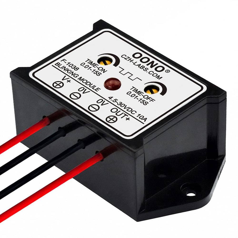 OONO DC flasher module LED indicator shows active output status at a glance.