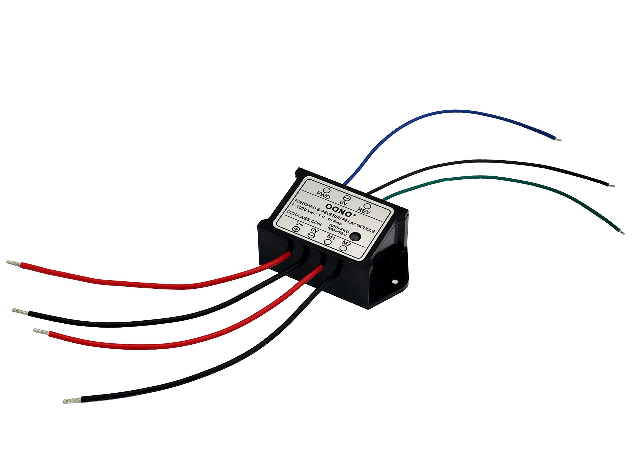 OONO relay module back view highlighting wiring access for easy setup.