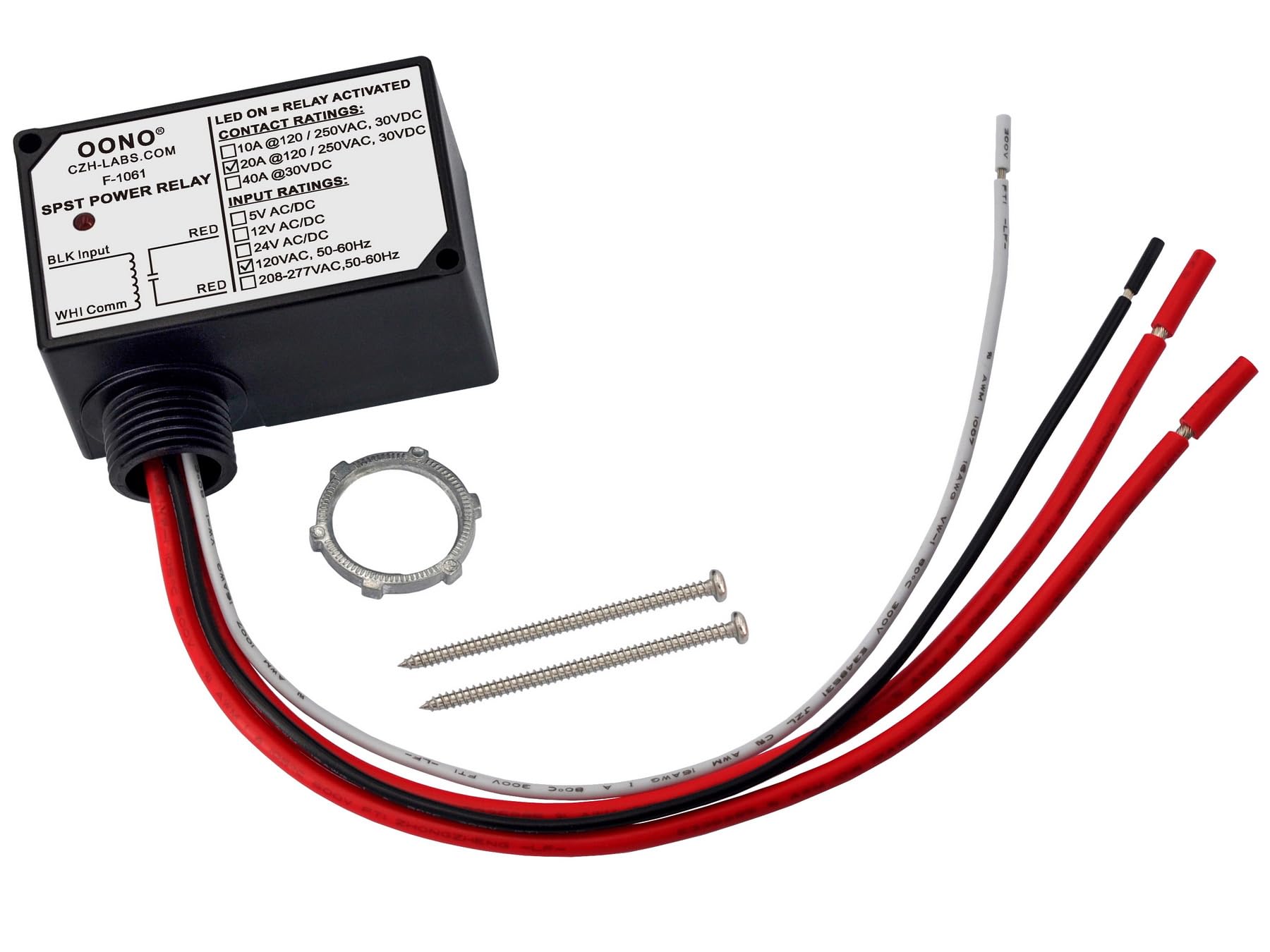 OONO relay module LED indicator highlighting active control for reliable operation monitoring.