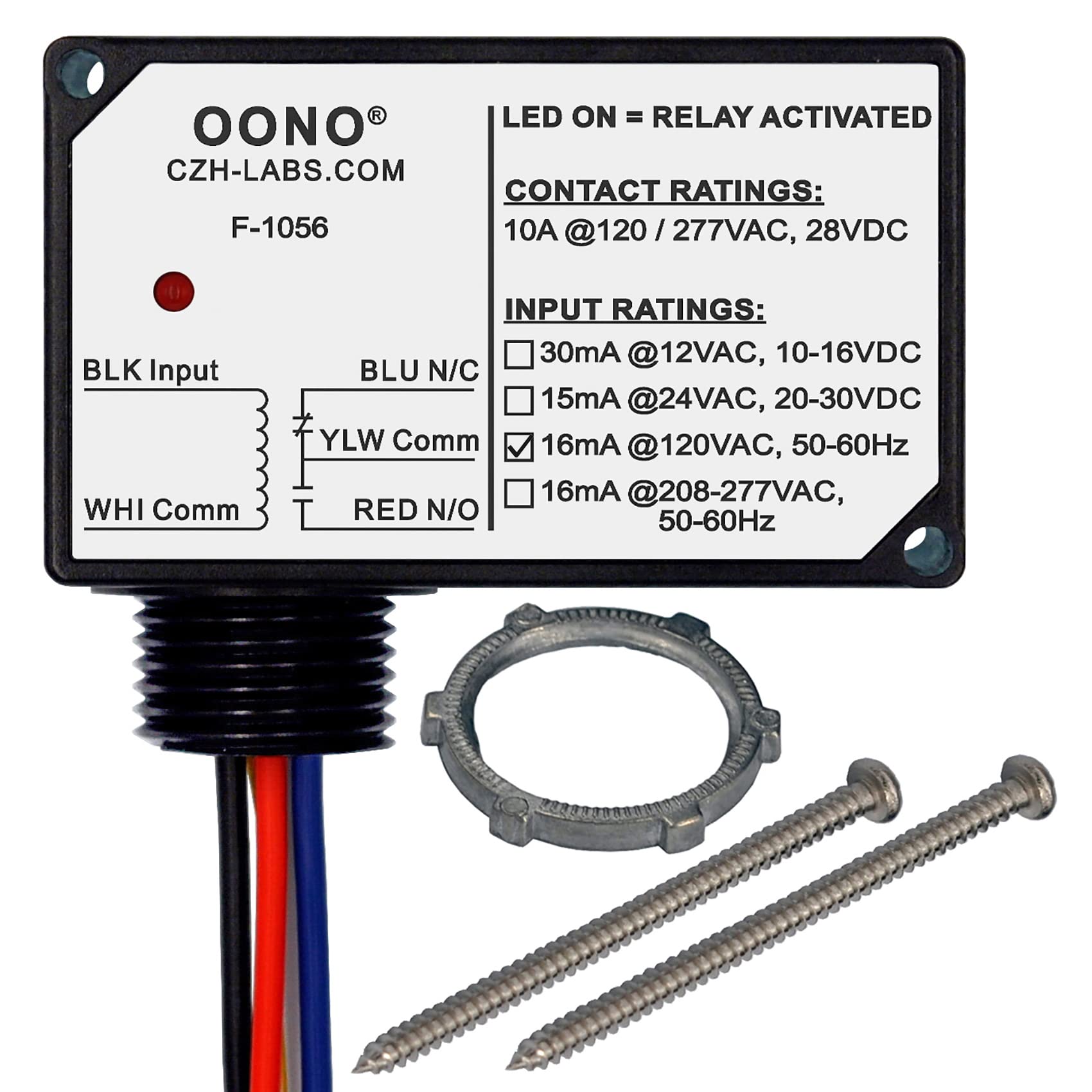 OONO SPDT 10A relay module with compact design for easy installation.