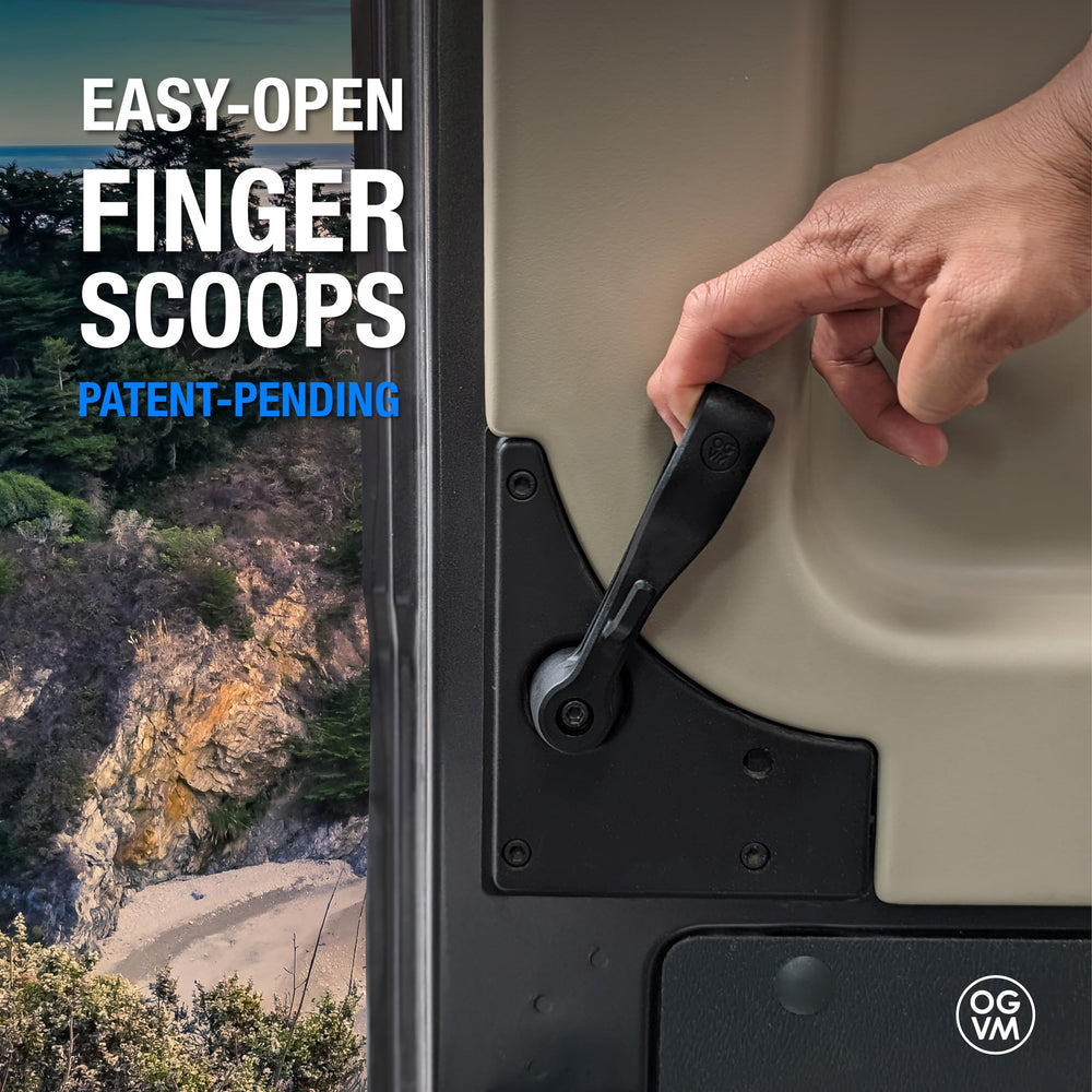 OpenGlass Promaster handle with ergonomic finger scoops enhances grip during operation.