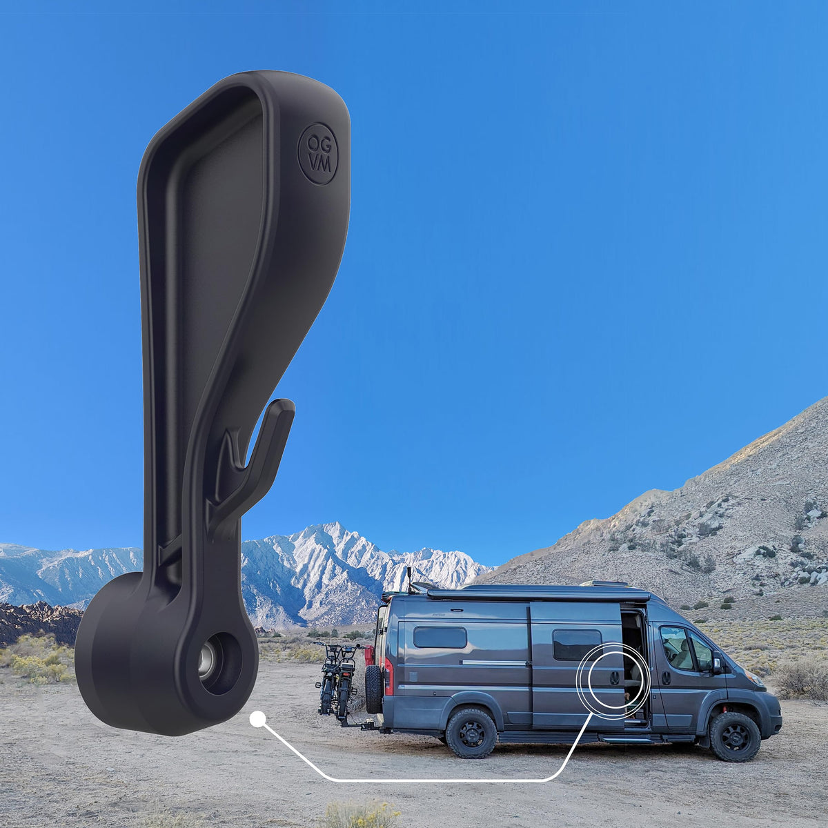 OpenGlass Van Mods Promaster long handle for effortless sliding door access.