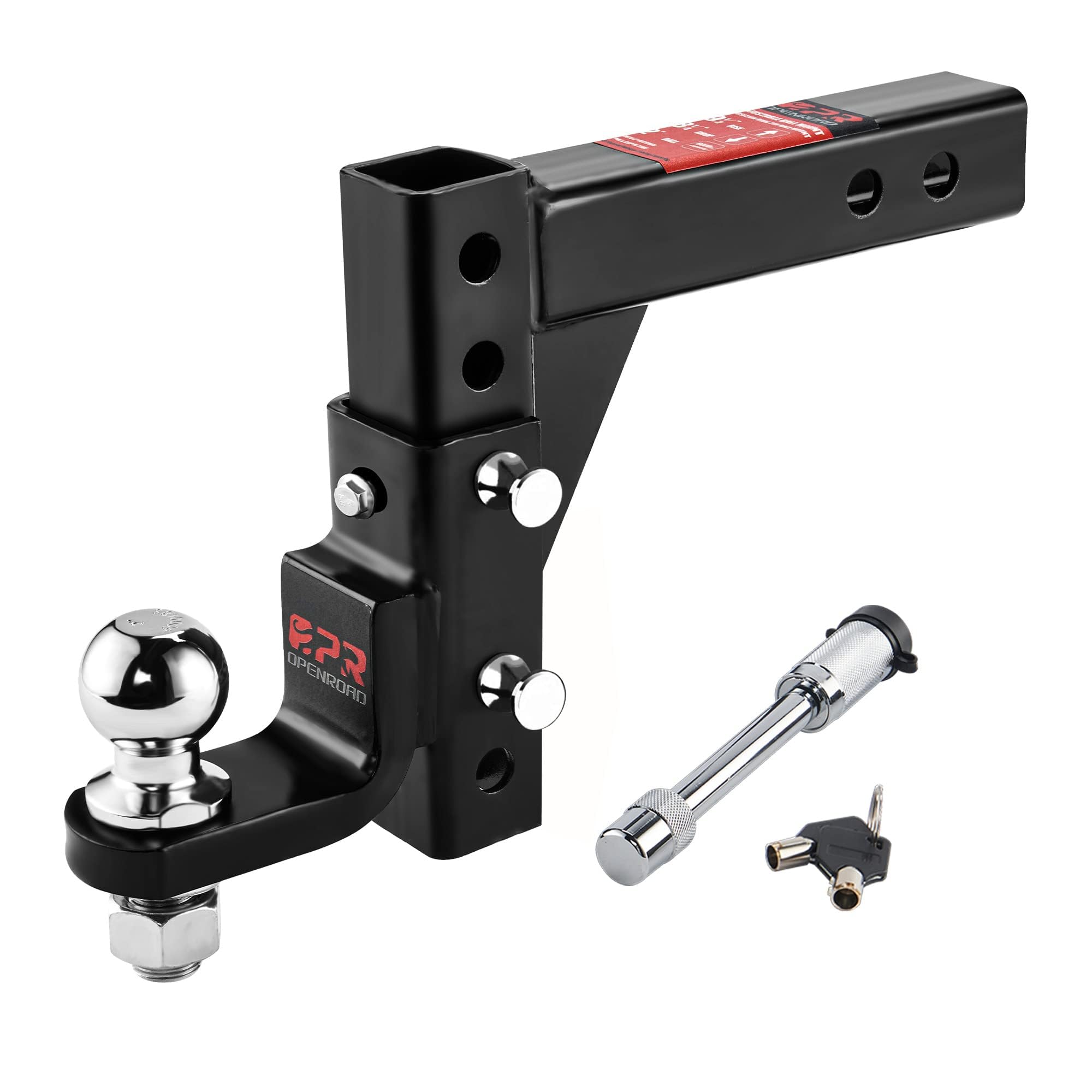 OPENROAD adjustable hitch ball mount assembly fitted to a 2-inch receiver.