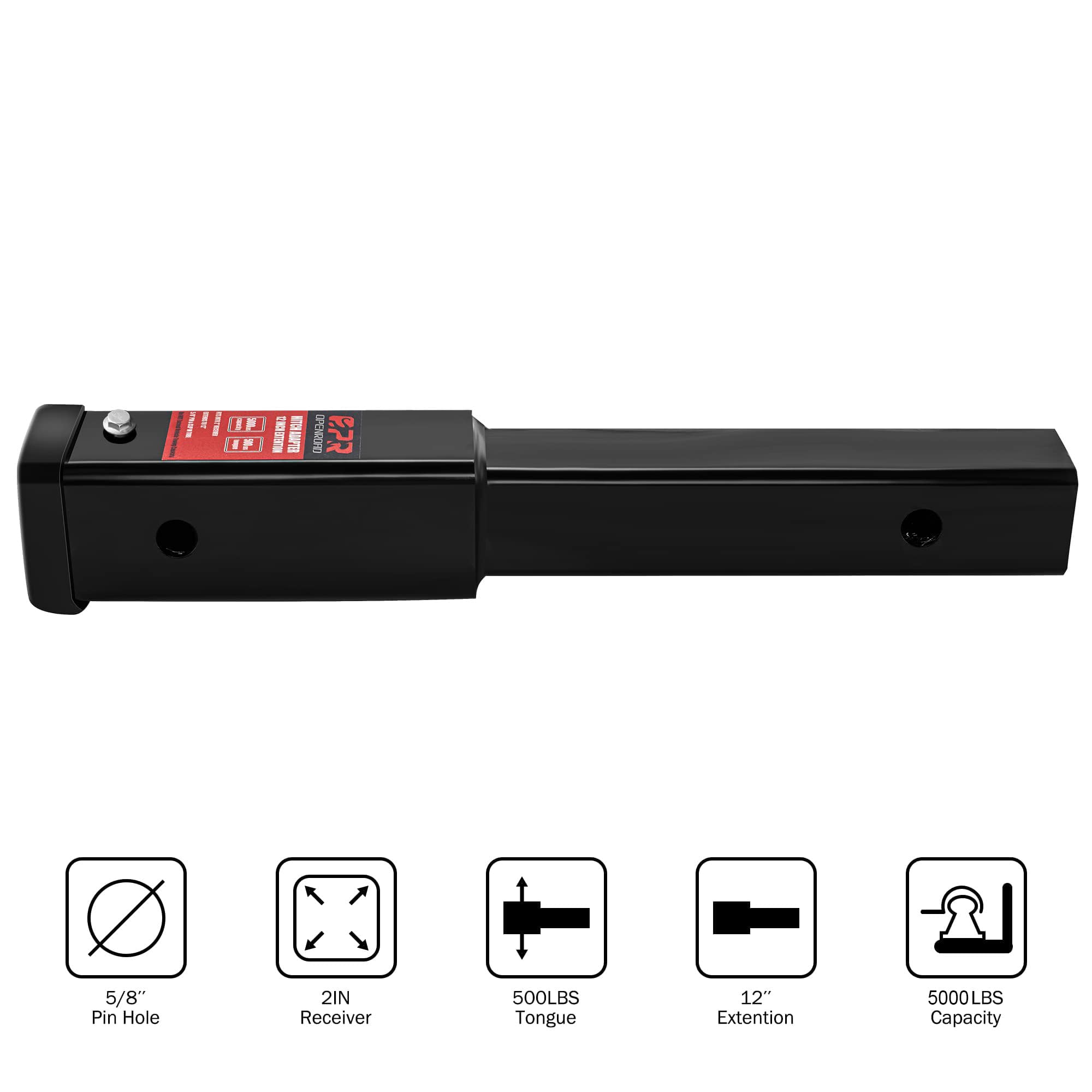OPENROAD anti-rattle pad on hitch extension reducing road noise during travel.