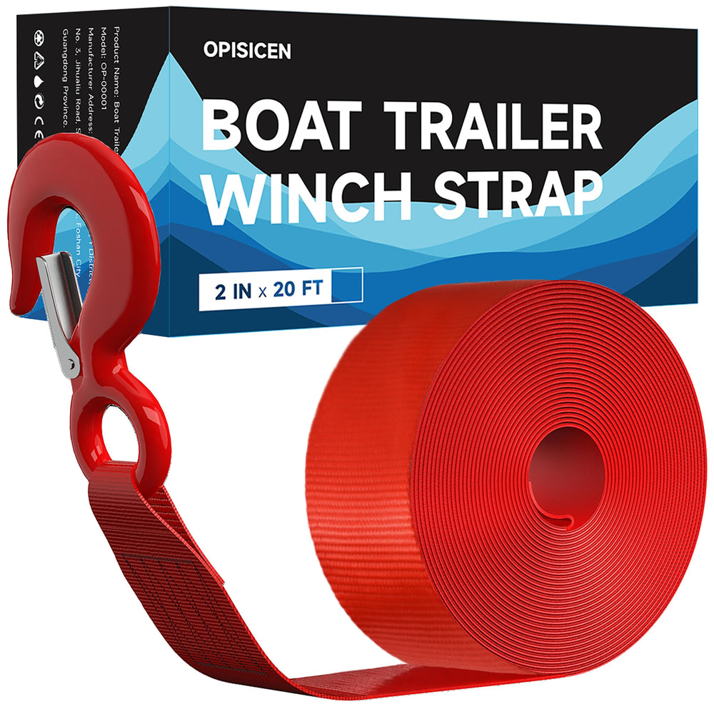 OPISICEN boat trailer winch strap 2x20 in heavy-duty use for secure towing