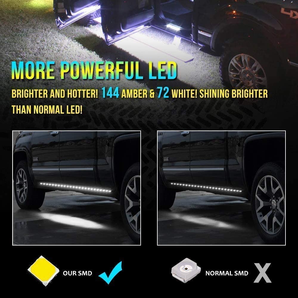 OPL5 door light and DRL strip illuminates steps for safer entry.