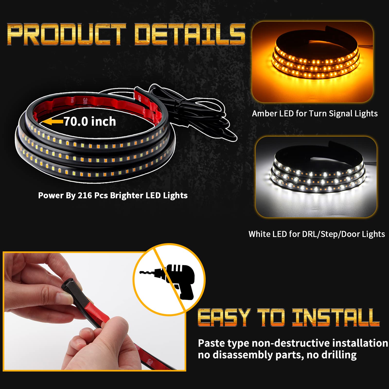 OPL5 installation tape demonstrates secure, quick mounting for strips.