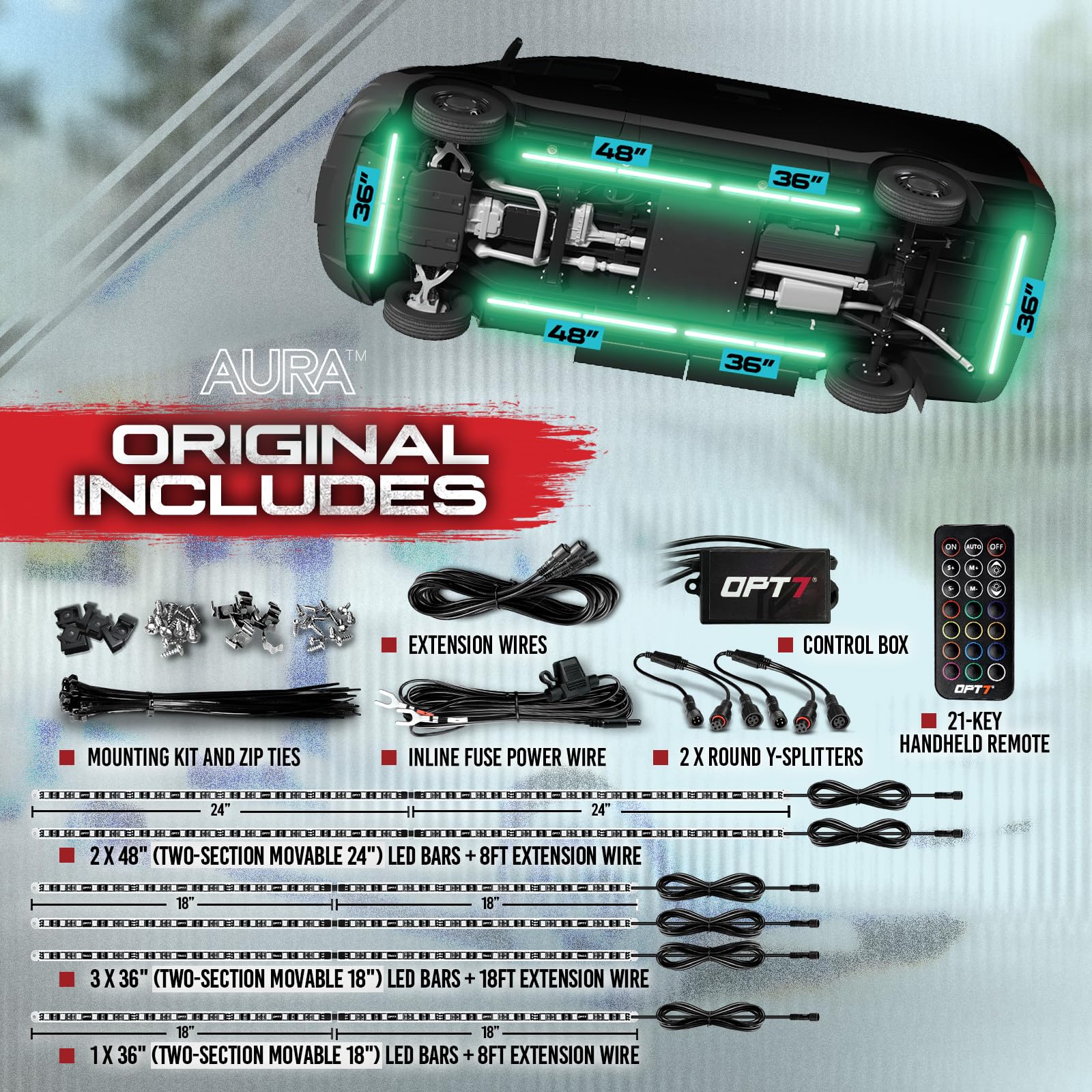 OPT7 Aura aluminum frame underbody light for durable RV illumination