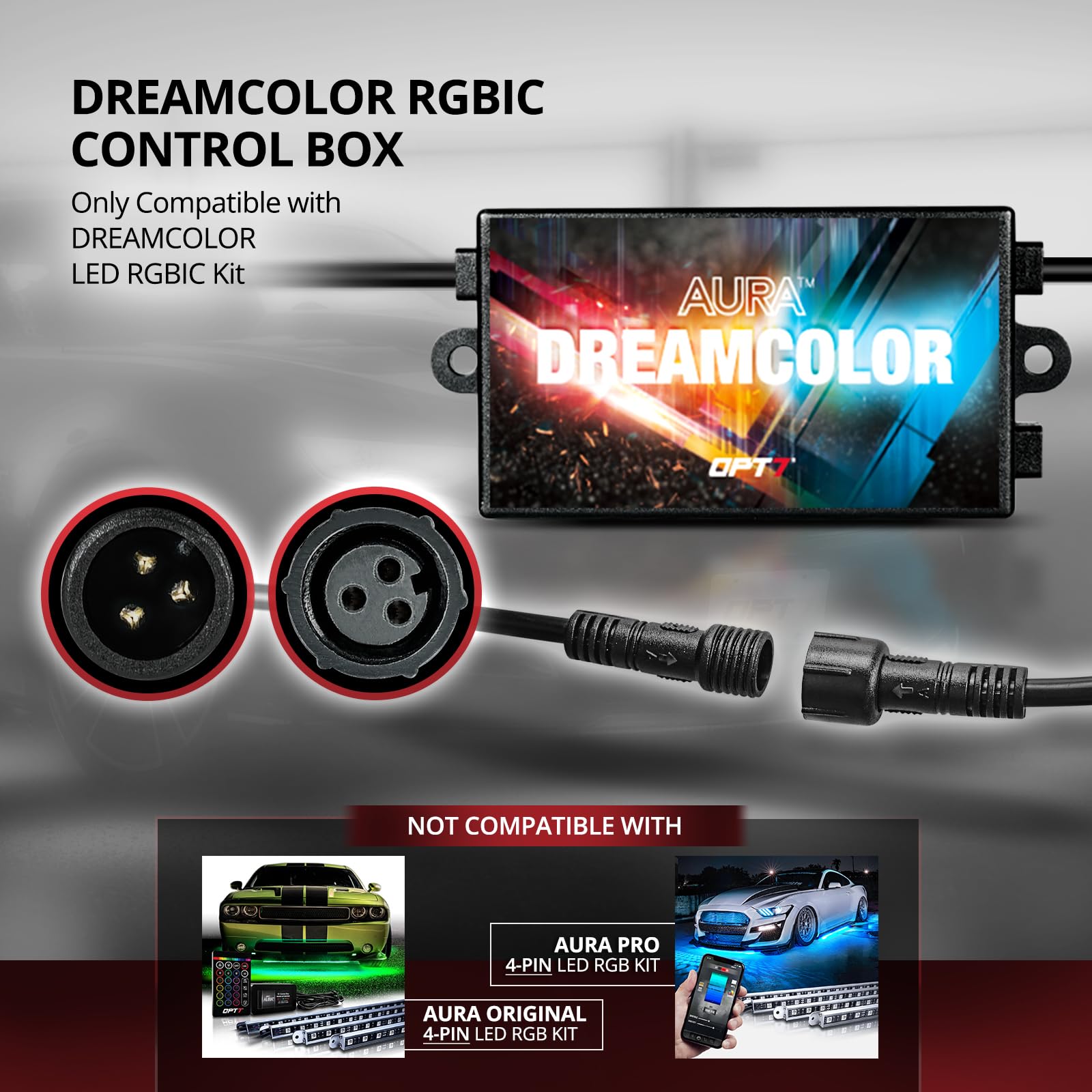 OPT7 Aura DreamColor installation kit with mounting hardware.