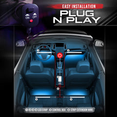OPT7 Aura flexible strips bend to fit dashboards and door panels.