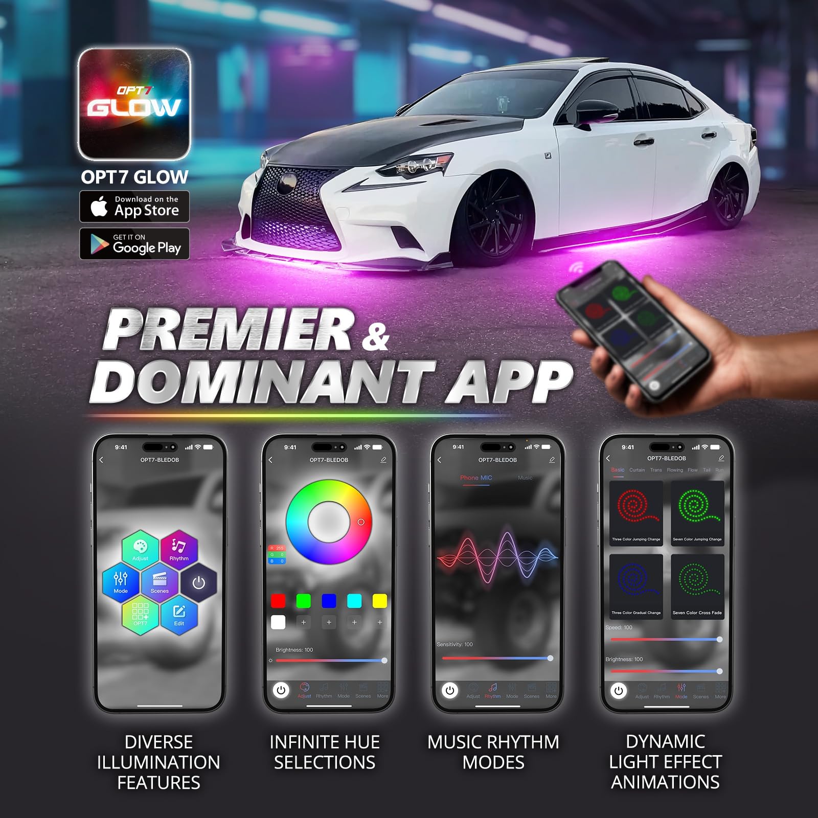 OPT7 Aura Pro app control lets you customize colors and effects on the go.
