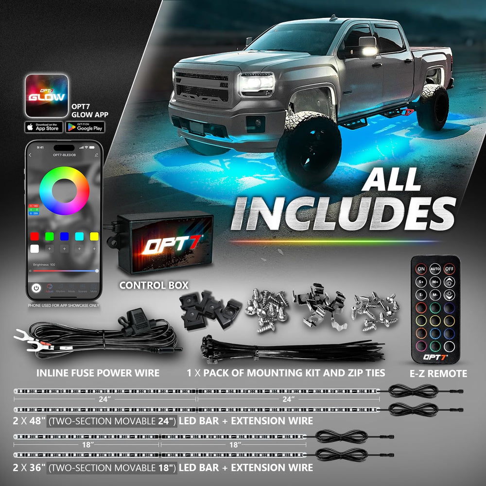 OPT7 Aura Pro install brackets and harness simplify plug-and-play setup.
