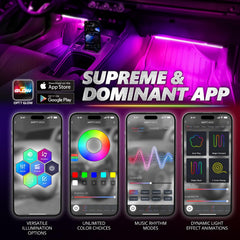 OPT7 Aura Pro footwell lighting enhances visibility and mood.