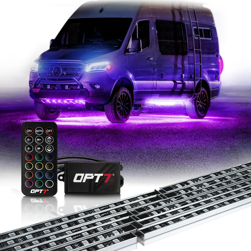 OPT7 Aura RV underglow LED bar with remote for customizable colors
