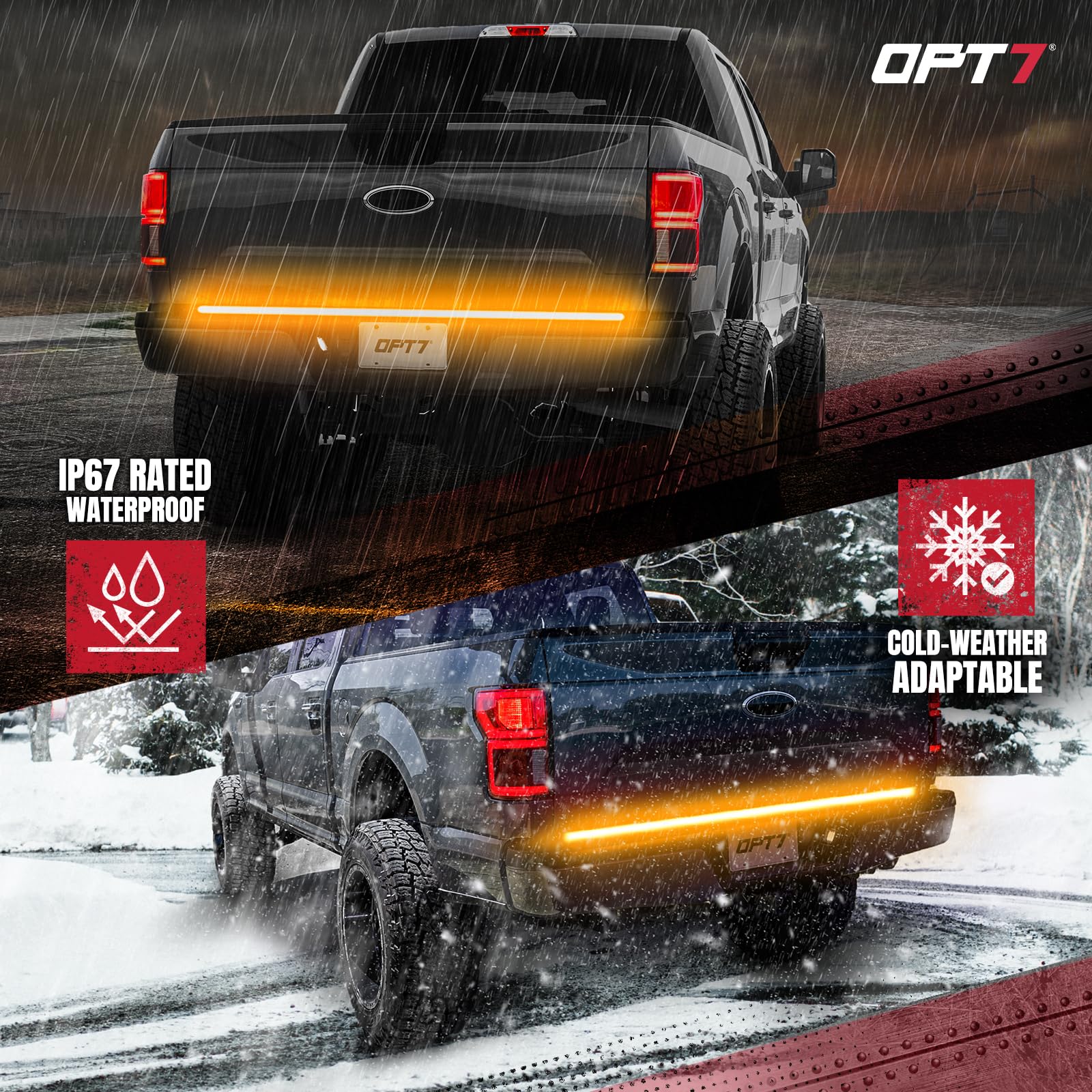 OPT7 Redline tailgate bar delivers bright visibility up to 30 feet.
