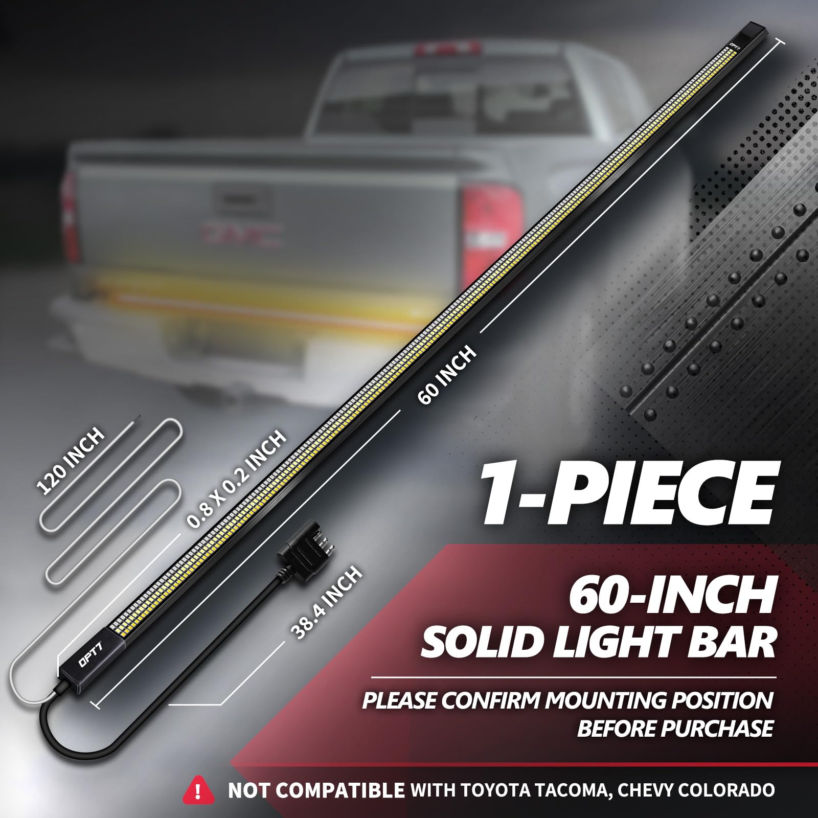OPT7 Redline tailgate bar shows sequential amber signals for safer lane changes.