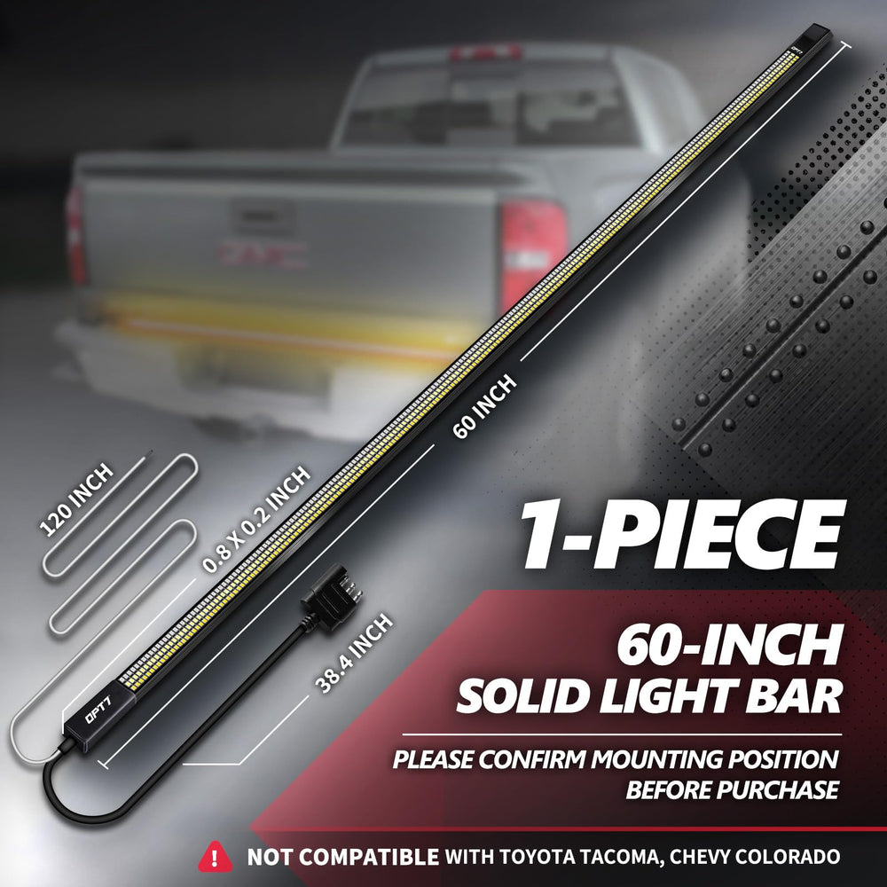OPT7 Redline tailgate bar shows sequential amber signals for safer lane changes.
