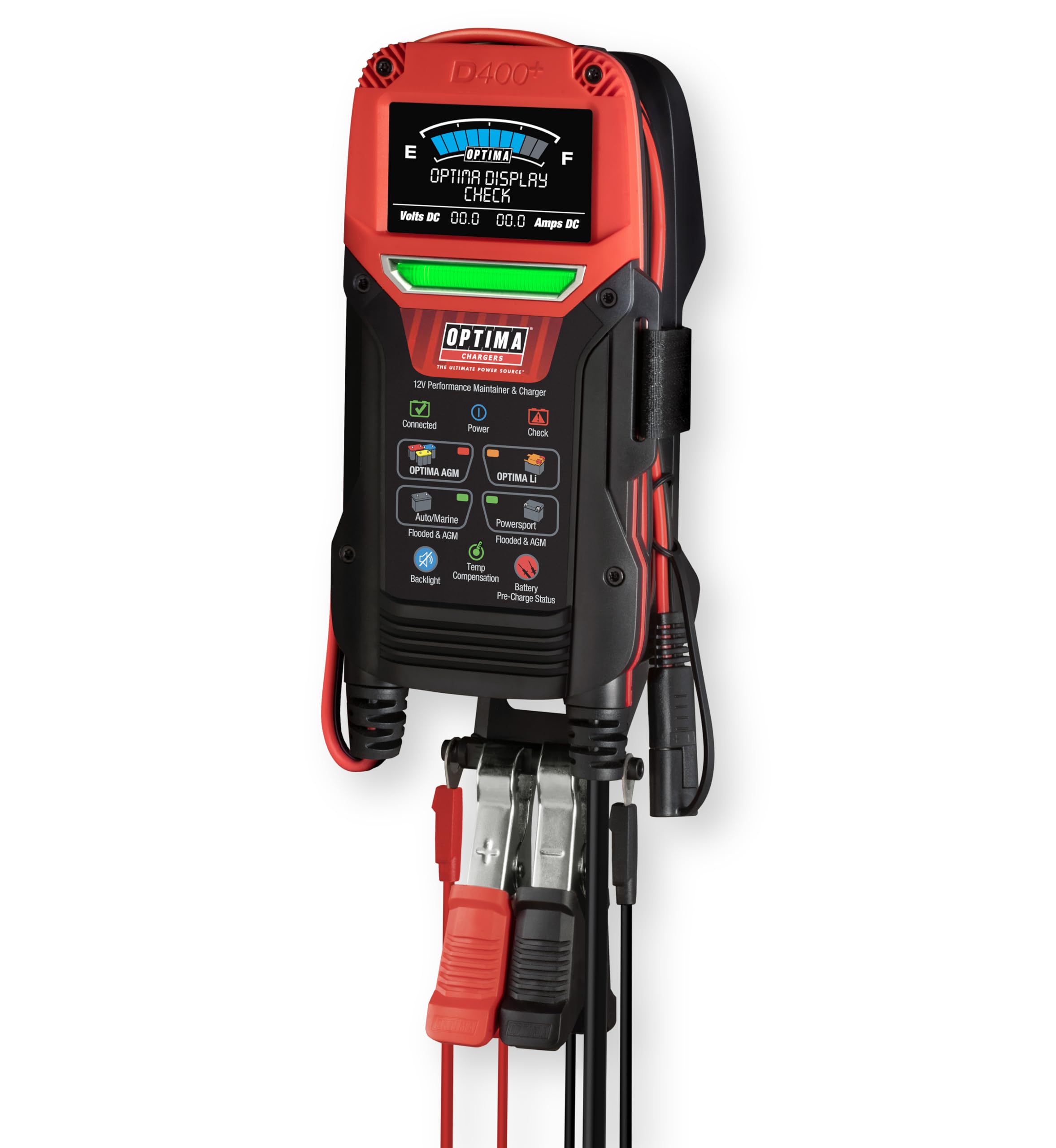OPTIMA D400+ digital display shows charge status for precise battery care