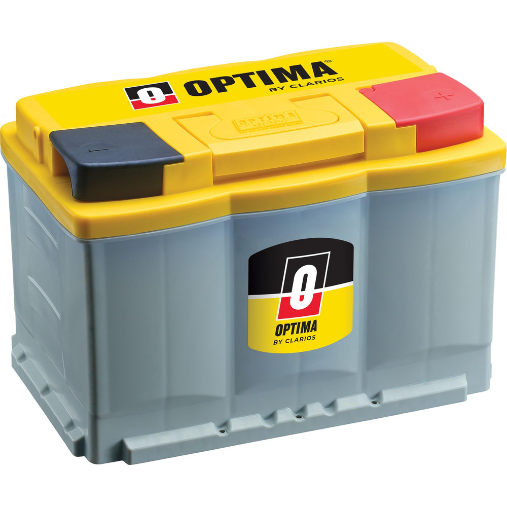 OPTIMA YELLOWTOP front view dual-purpose battery for reliable starting power in cars and trucks.