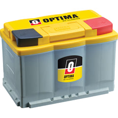 OPTIMA YELLOWTOP front view dual-purpose battery for reliable starting power in cars and trucks.