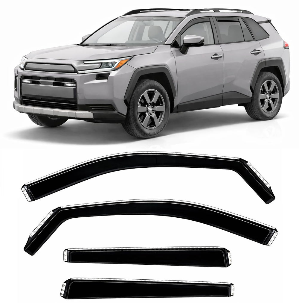 Optimal Co Rav4 in-channel rain guard close-up mostrando protección duradera y resistente a UV