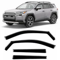 Optimal Co Rav4 in-channel rain guard close-up mostrando protección duradera y resistente a UV